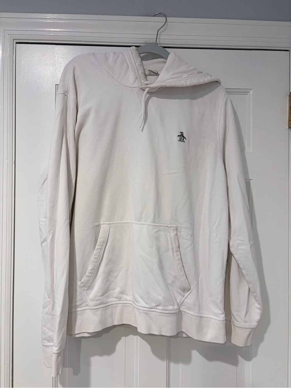 Original Penguin Men's White Pullover Hoodie with Penguin Logo